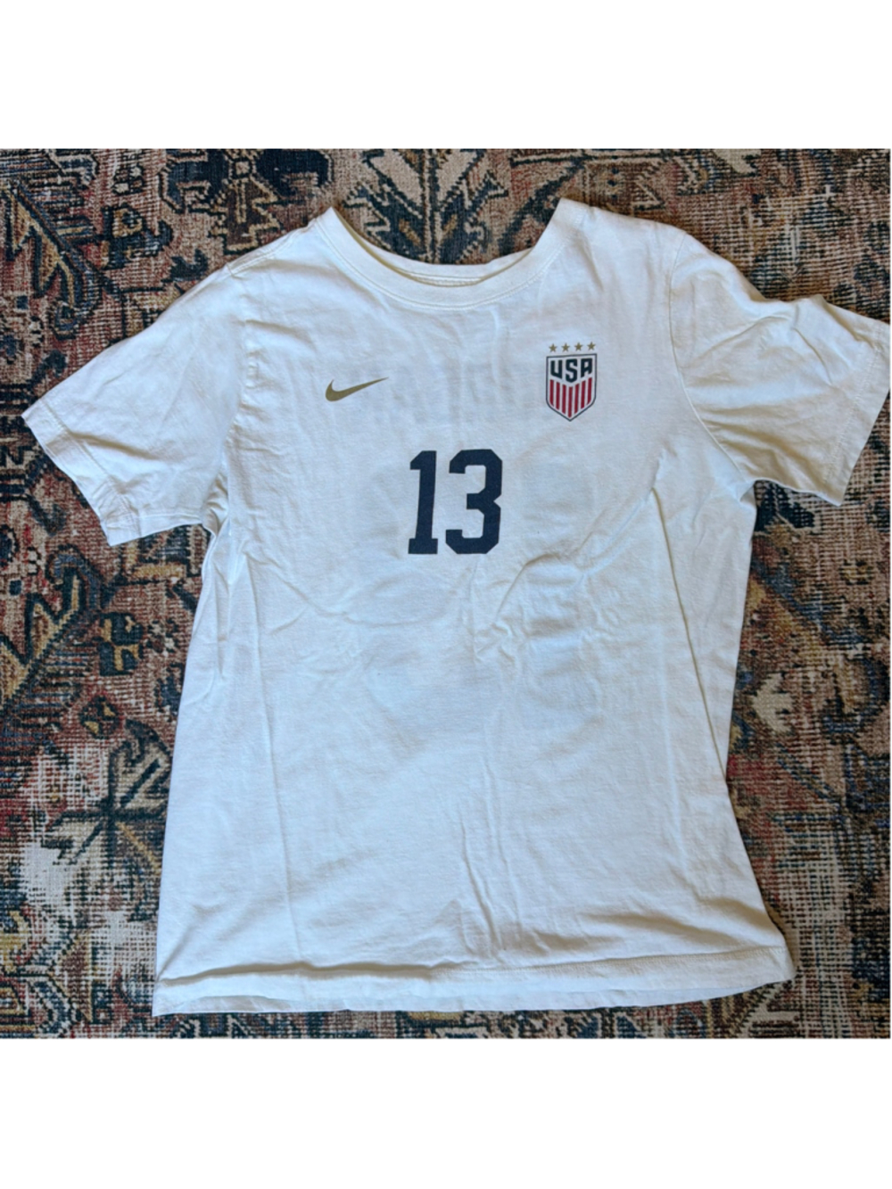 Women's Nike USA Soccer Morgan 13 Graphic Tee White Navy Size XL